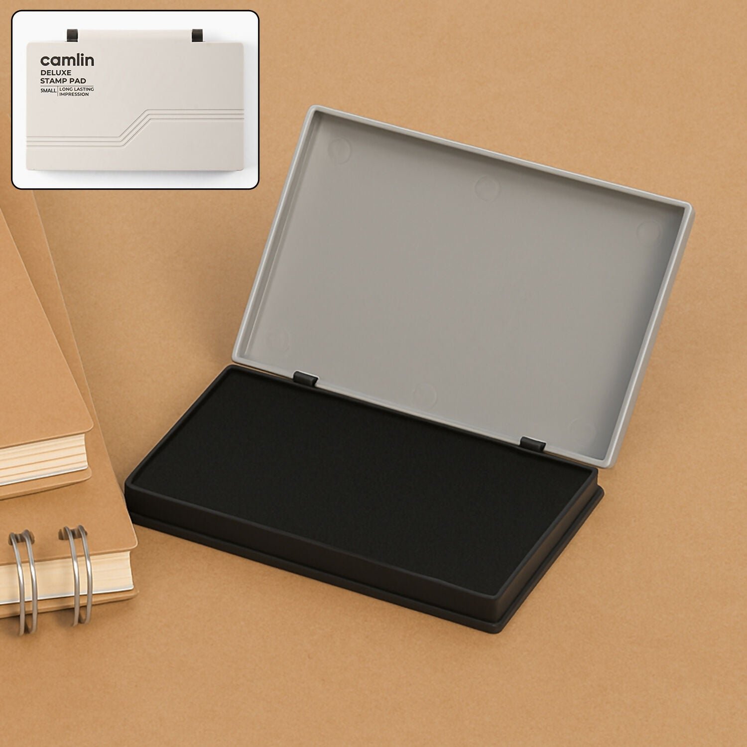 mAvHTqsWUT.jpg Camlin Deluxe Stamp Pad – Black Ink for Clear Impressions - Image 1