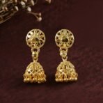 Gold Plated Floral Jhumka Earrings for Women - Traditional Festive Jewelry
