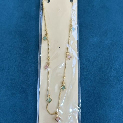 Elegant Pastel Gemstone Station Necklace - Image 5