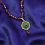 Morpich Feather Gold Plated Pendant & Rudraksha Mala - Image 2