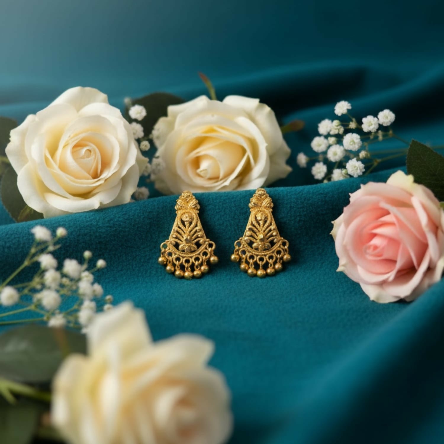 p2crRnqaSN.jpg ELEGANT GOLDEN EARINGS| Women & Girl Traditional Jewellery Stylish Fancy Jhumki/Jhumka Earrings - Image 1
