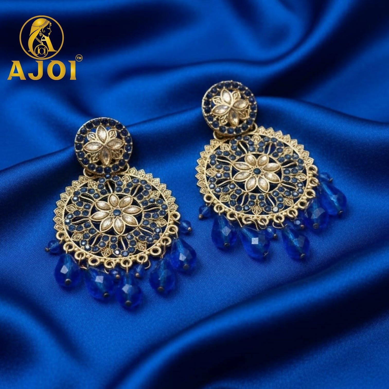 pC6fhupw3U.jpg Blue Floral Statement Earrings - Image 1