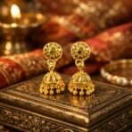 Gold Plated Floral Jhumka Earrings for Women - Traditional Festive Jewelry - Image 2