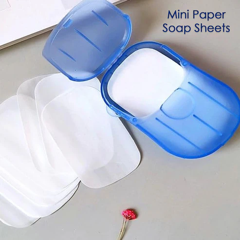 Travel Paper Soap Sheet with Mini Box (20 Sheets in a Pack Approx / Mix Color) - Image 2