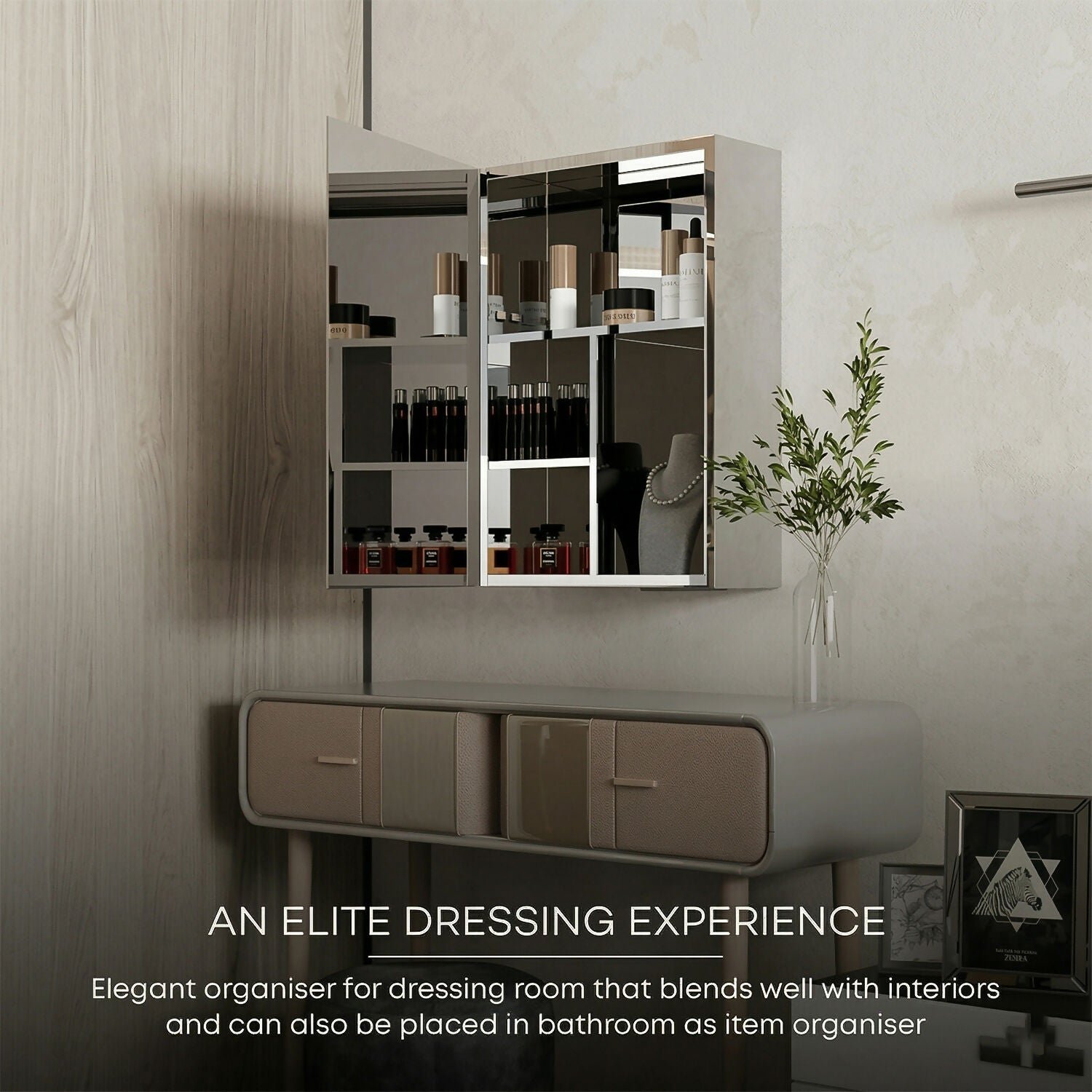 Wall Mounted Mirror Cabinet with Storage, HD Mirror Door Bathroom Organizer with Multi Shelf Storage & Modern Design - Image 3