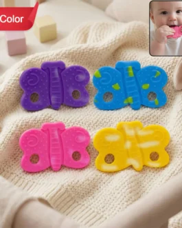 Aditi Baby Silicone Teething Toy Butterfly Shape Soft Chew Teether (1Pc/Mix Colour)