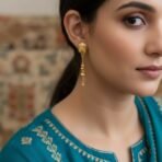 Long Chain Beads Golden Earrings for Women & Girls – Traditional Fancy Jewellery - Image 2