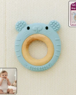 Truzo Toys Ring Rabbit Baby Teether | Soft Silicone & Wooden Teething Ring Infants