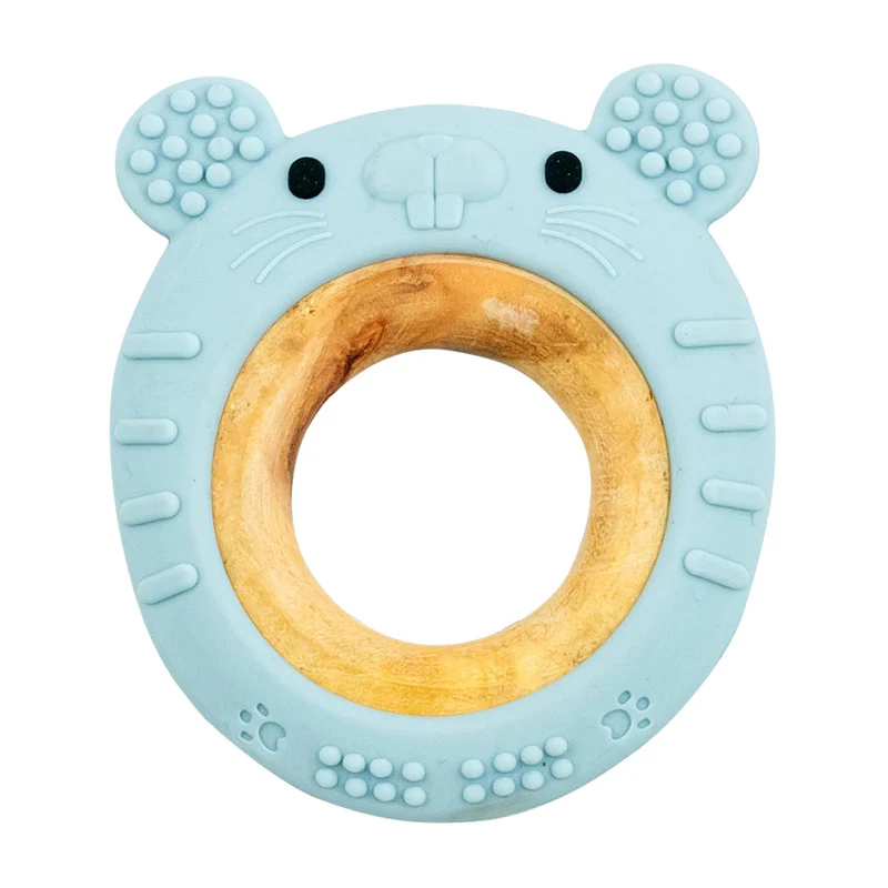 Truzo Toys Ring Rabbit Baby Teether | Soft Silicone & Wooden Teething Ring Infants - Image 3
