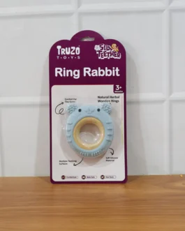 Truzo Toys Ring Rabbit Baby Teether | Soft Silicone & Wooden Teething Ring Infants