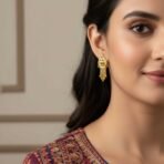 Nice 5 Line Golden Earrings for Women & Girls – Traditional Fancy Jewellery Gift - Image 2