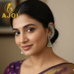 Royal Gemstone Leaf Earrings - Image 2