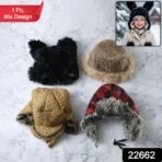 Kids Winter Fur Lined Warm Cap with Ear Flap and Stylish (1 Pc, Mix Design) - Image 2