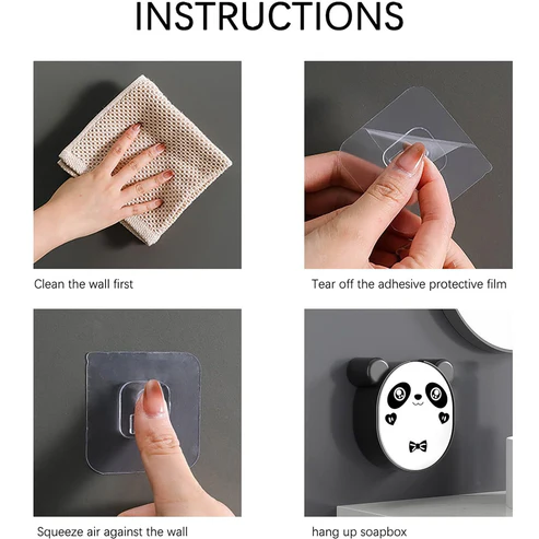 Plastic Cute Panda Soap Box – Wall Mounted Flip-Top Drain Soap Case (1 Pc) - Image 3