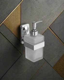 Premium Stainless Steel Wall Mounted Soap Dispenser with Frosted Glass Bottle