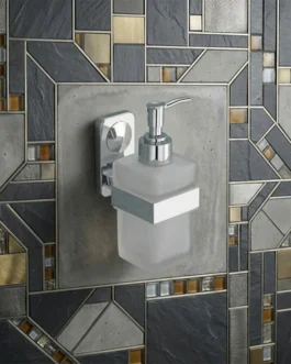 Premium Stainless Steel Wall Mounted Soap Dispenser with Frosted Glass Bottle
