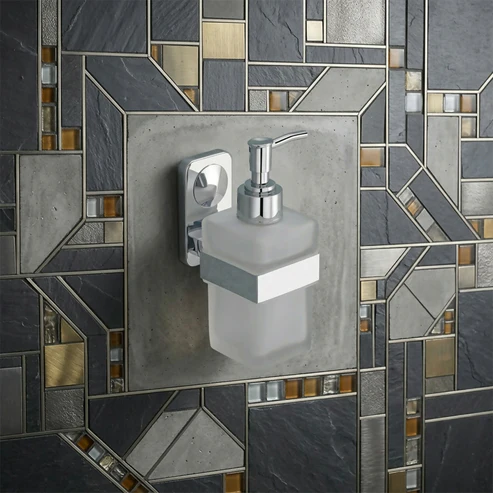 Premium Stainless Steel Wall Mounted Soap Dispenser with Frosted Glass Bottle - Image 2