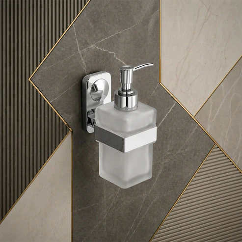 Premium Stainless Steel Wall Mounted Soap Dispenser with Frosted Glass Bottle - Image 4
