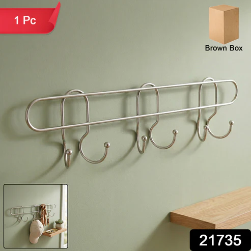 Premium Wall Mounted Metal Multi Hook Rack (1 Pc) - Image 2