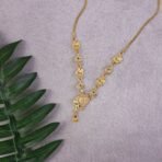 Elegant Gold-Tone Heart Motif Necklace Set with Designer Pendant & Matching Drop Earrings - Image 2
