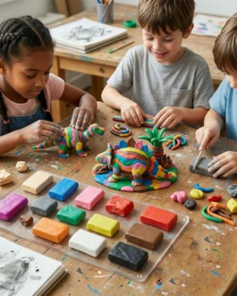 Nara 12 Color Modelling Clay Kit, Soft Creative Play Dough Set for Kids (60 Gm/24 Bars)