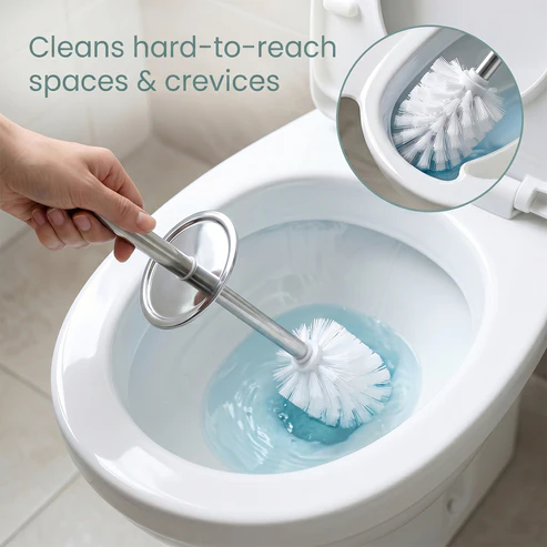 Premium Toilet Cleaning Brush with Holder Set (1 Pc) - Image 2