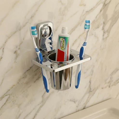 Premium Stainless Steel Wall Mounted Toothbrush Holder with Toothpaste Slot - Image 5