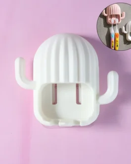 Wall Mounted Cactus-Shape Toothbrush Holder (1 Pc)