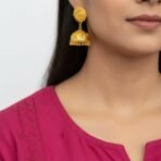 Elegant Golden Jhumka Earrings for Women & Girls – Traditional Fancy Jewellery - Image 2
