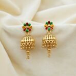 Floral Enamel Gold-Plated Jhumka Earrings