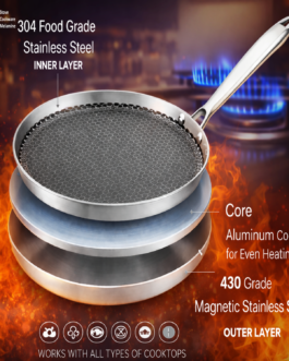 Vikas Honeycomb Dosa Tawa Triply Cookware with Aluminum Core for Even Heating