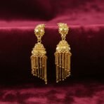 Gold Plated Long Chain Tassel Jhumka Earrings for Women & Girls - Image 2