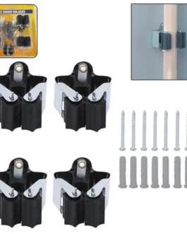 Multifunction Wall Mount Garage Holder for Mop / Broom / Hanger (4 Pcs Set)