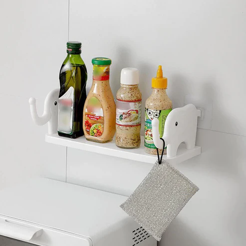 Elephant-Shaped Wall Shelf – No-Punch Mini Organizer for Kitchen & Bathroom - Image 3