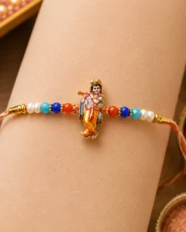 Lord Krishna Designer Rakhi with Colorful Beads (1 Pc)