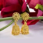 Gold Plated Floral Jhumka Earrings – Traditional Ethnic Jewelry