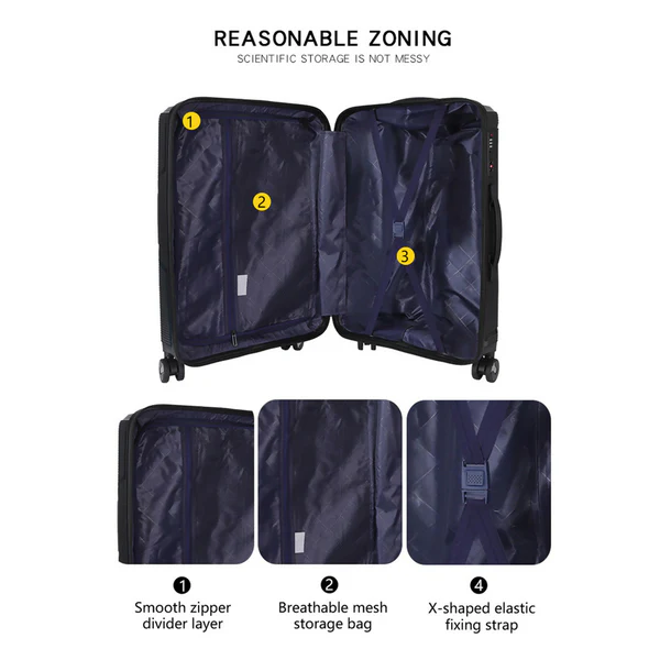3-Piece Hardshell Luggage Set with Spinner Wheels & TSA Lock - Image 2