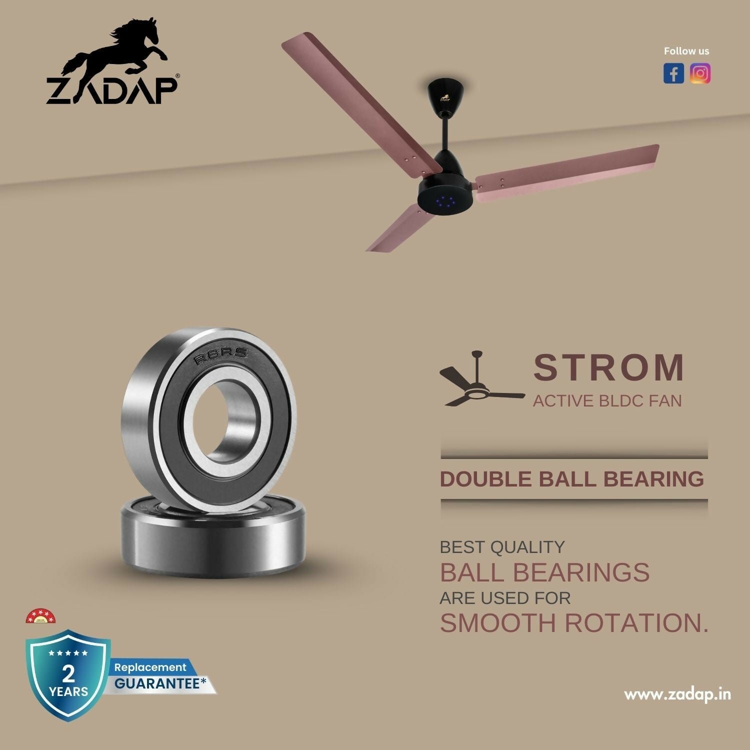 Zadap STROM 900mm High Speed BLDC Ceiling Fan with Remote(Red Copper) - Image 4