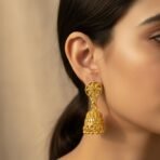 Gold Plated Floral Jhumka Earrings – Traditional Ethnic Jewelry - Image 2