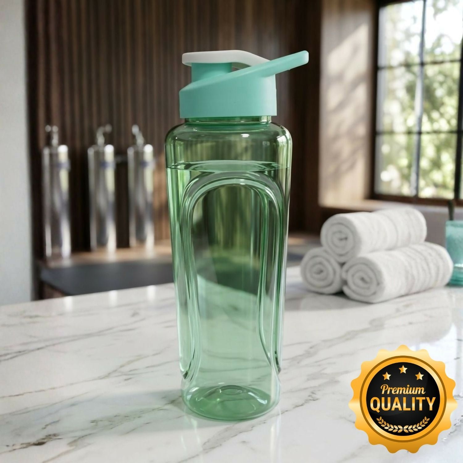 ytPjRgdbYR.jpg Gym Water Bottle with Flip Lid Multi Color Leakproof Sports Bottle (1 Litre) - Image 1