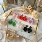 Premium Acrylic Petal Drop Earrings with Square Stud Top – Multicolor Fashion Collection (Pack Of 6)