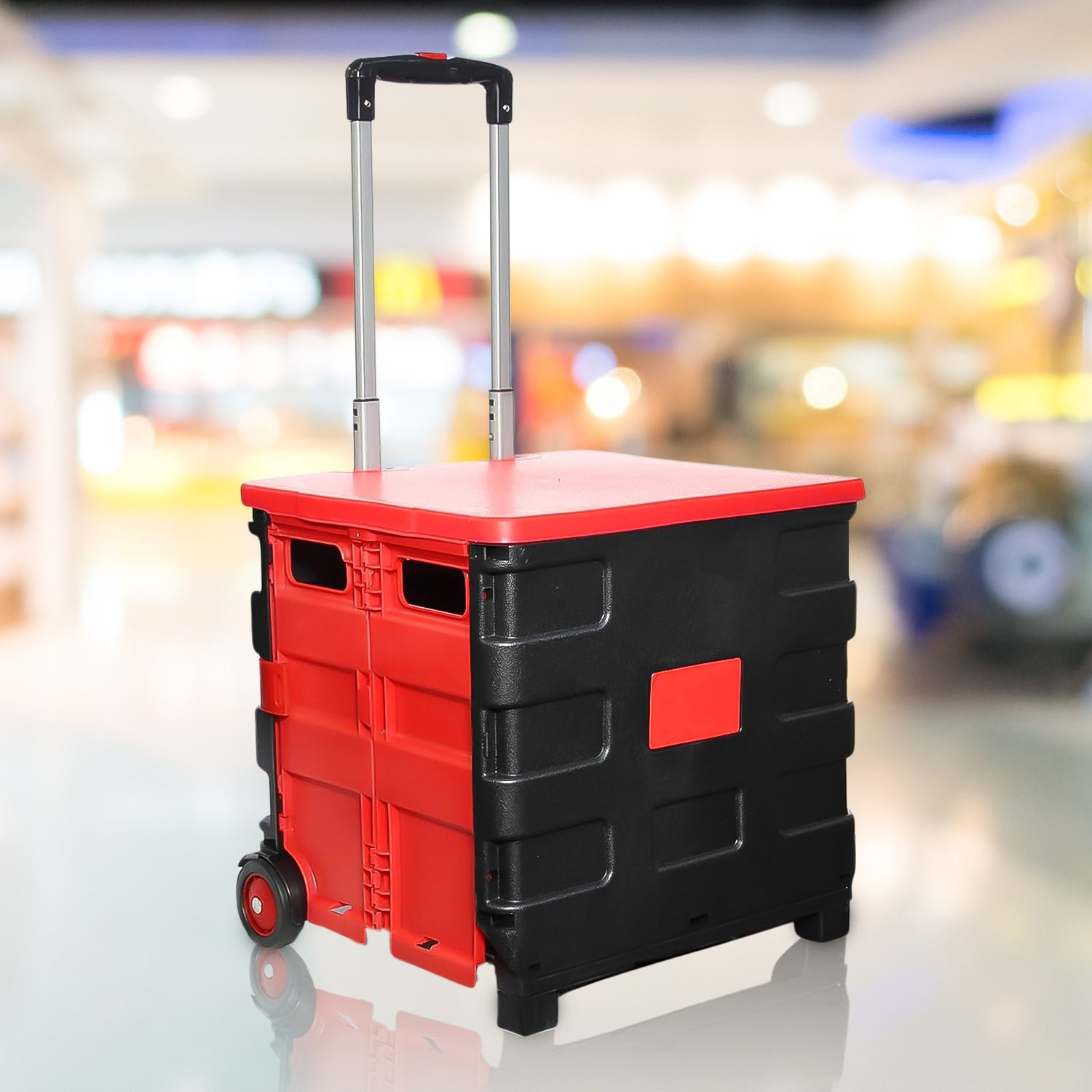 01_85ac34bb-8c72-4427-839e-bbec04c2b823.jpg Foldable Shopping Grocery Trolley / Cart Travel Portable Food Basket (1 Pc) - Image 1