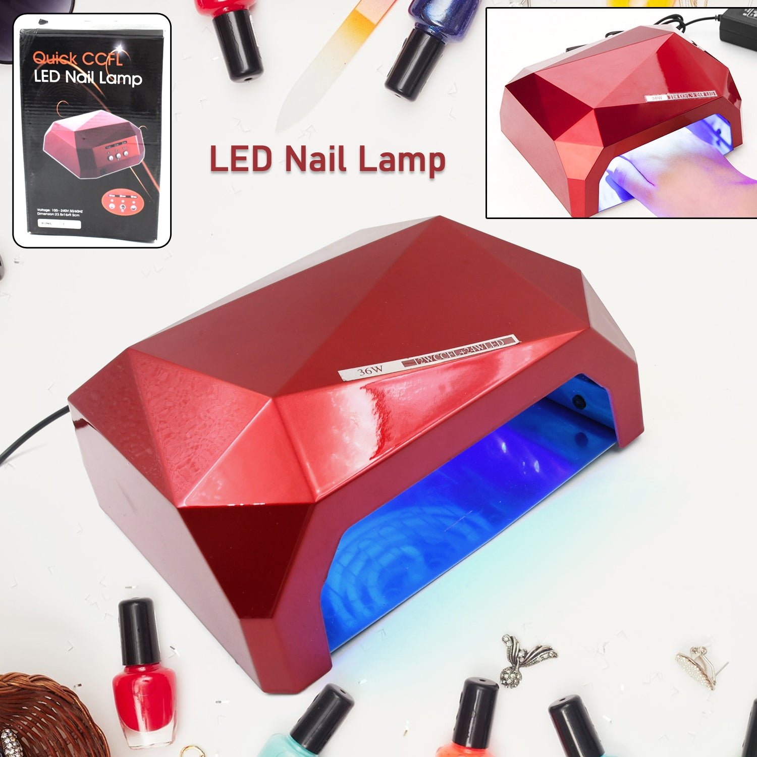 01_a72d9c95-8149-47b0-936a-f2051b132cb5.jpg 36W LED Nail Dryer, Curing Nail Polish UV Gel Diamond Shaped Nail Dryers (1 Pc) - Image 1