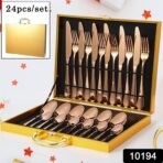 Kitchen Tableware / Flatware Sets Kitchen Forks Spoons with Gift Box (24 Pcs Set) - Image 2