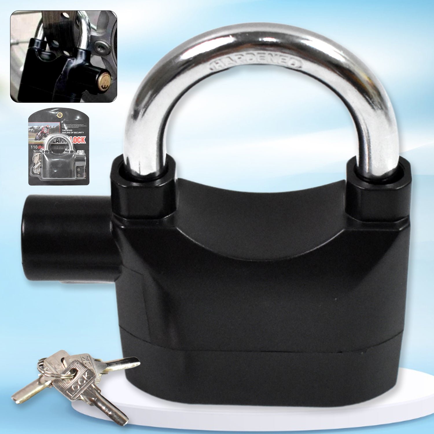 01_c2ca3af7-fc04-486a-a78d-9e6a35ca41d4.jpg Plastic Body Waterproof Siren Alarm Smart Alarm Lock & 3 Keys (1 Set) - Image 1