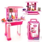 Kitchen Set Kids with Suitcase Role Play Cooking Toy for Girls & Boys (3+)