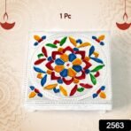 1 Pc Meenakari Wooden Chowki & Bajot Set: For Home & Office Puja (Multicolor) - Image 2
