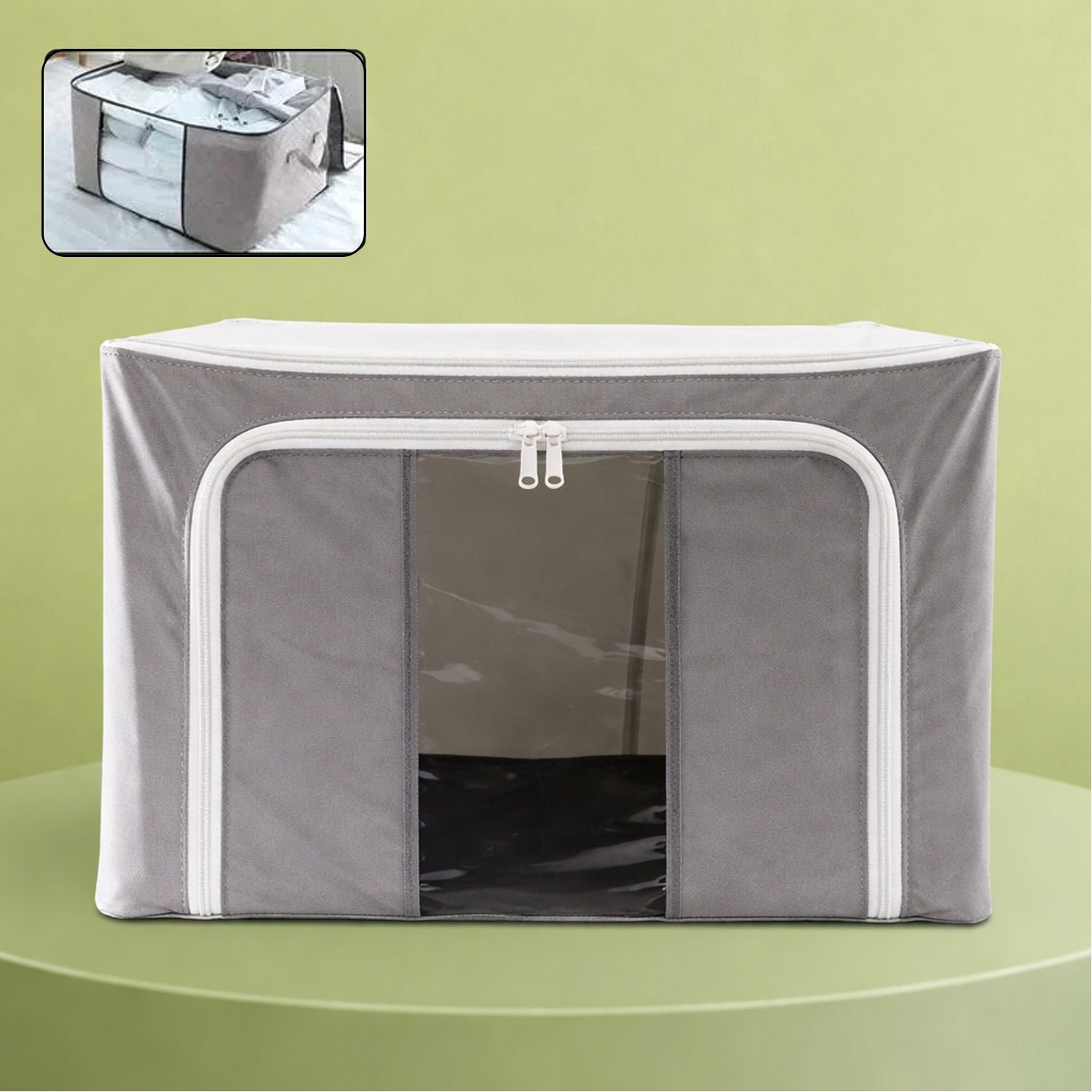 02_clothes-bag.jpg Foldable Steel Frame Clothes Storage Organizer Bag 60x43x32cm (Mix Color) - Image 1