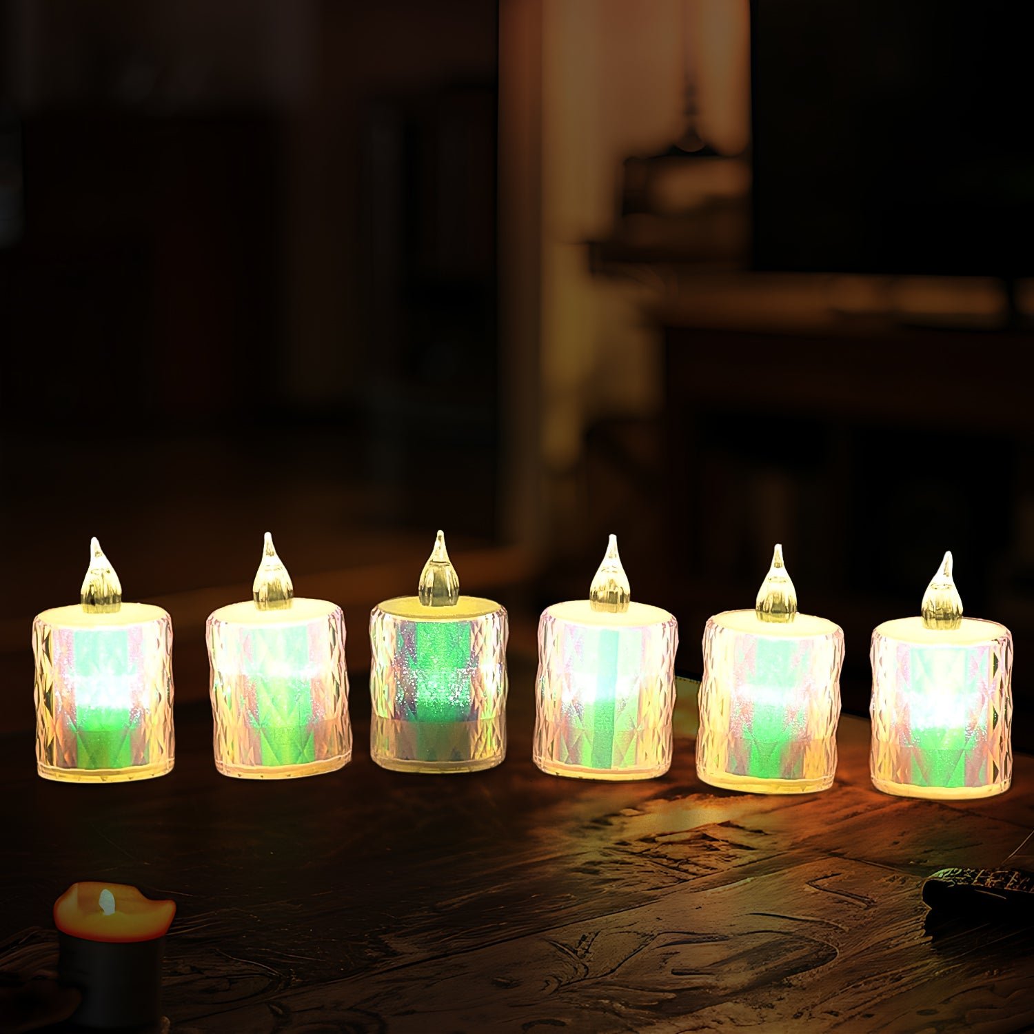 02_faf48c3f-9fd9-4272-ae65-cee528c6523f.jpg 24 Pc Flameless and Smokeless Decorative Melting Candles LED Tea Light Candle Flickering Electronic Candle, Diwali - Image 1