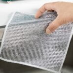 Double-Sided Microfiber Cloth & Stainless Steel Scrubber (20x20 cm)